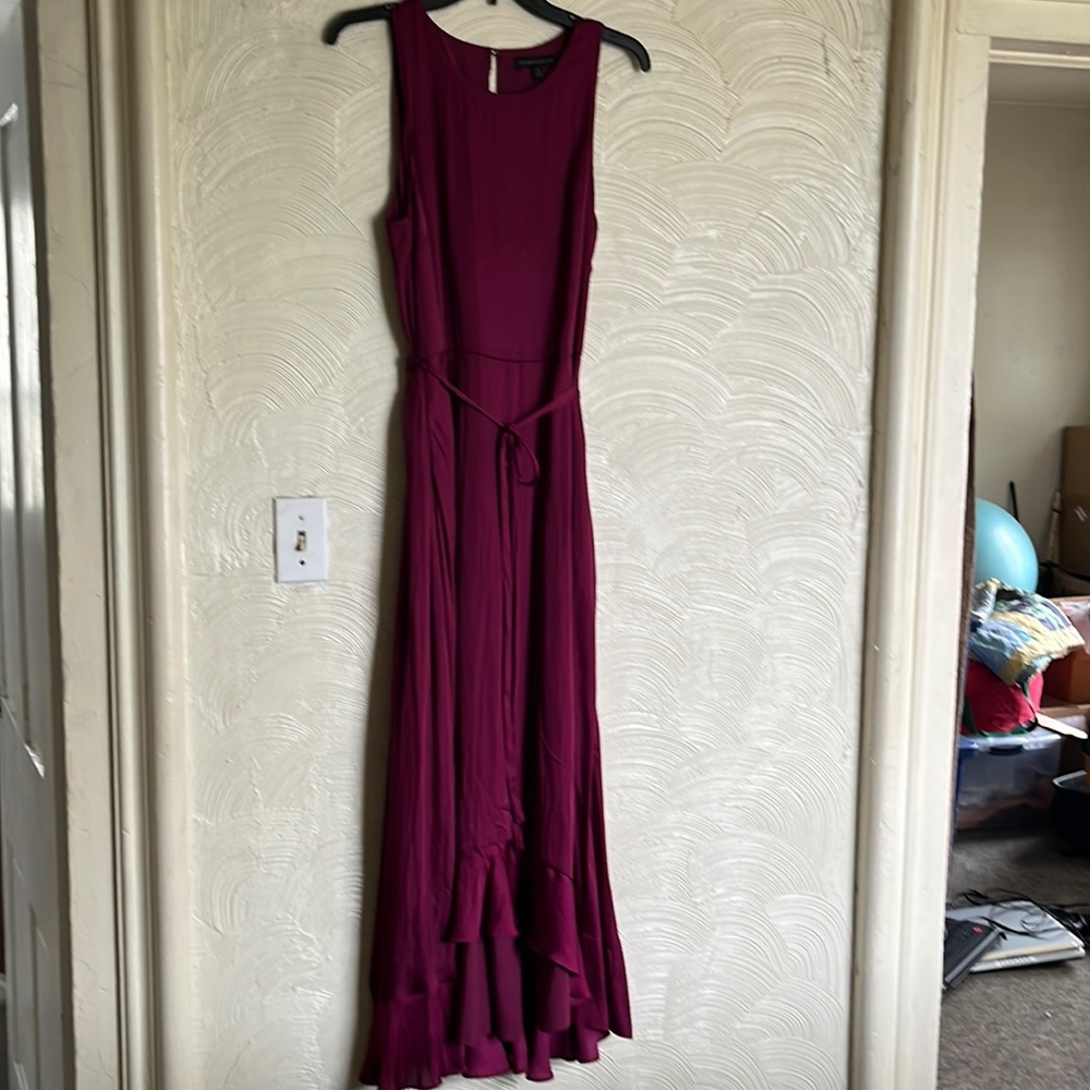 Banana Republic dress soft satin tiered ruffle bottom size 14